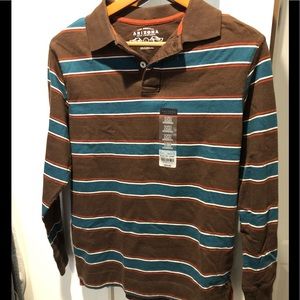 New Arizona long sleeve shirt brown teal stripe